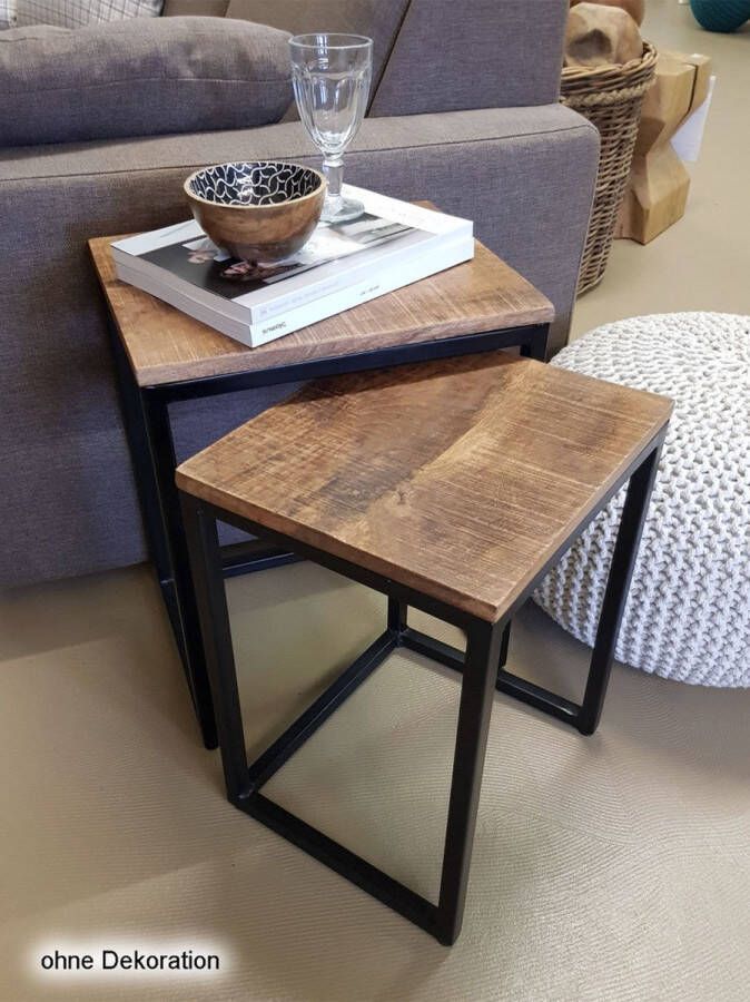 Home decorations SVJ Bijzettafel Rechthoekig 65 x 40 x 50 cm Metaal Wit Set van 2 - Foto 2