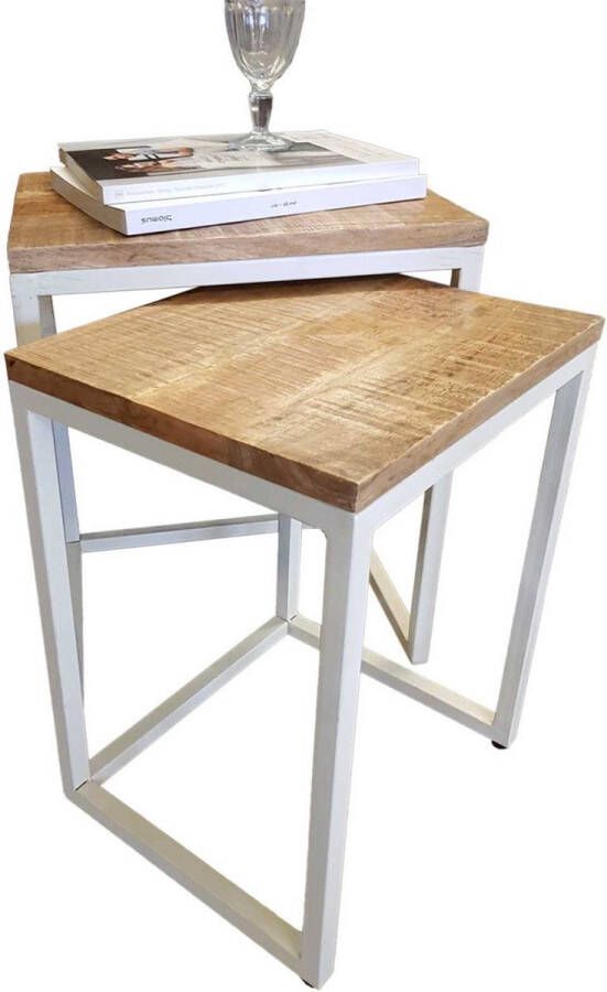 Home decorations SVJ Bijzettafel Rechthoekig 65 x 40 x 50 cm Metaal Zwart Set van 2