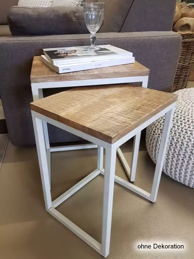 Home decorations SVJ Bijzettafel Rechthoekig 65 x 40 x 50 cm Metaal Zwart Set van 2