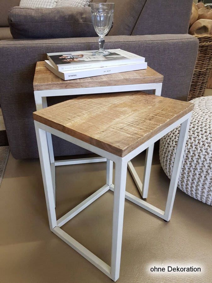 Home decorations SVJ Bijzettafel Rechthoekig 65 x 40 x 50 cm Metaal Zwart Set van 2 - Foto 2