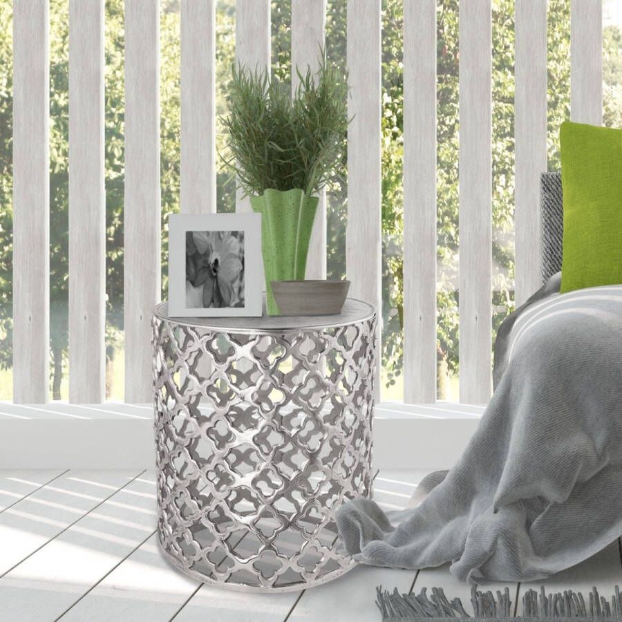 SVJ Home Decorations SVJ Bijzettafel Rond 41 x 41 x 48 cm Aluminium Zilver