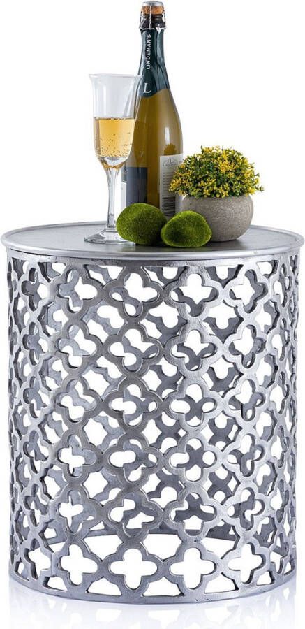 SVJ Home Decorations SVJ Bijzettafel Rond 41 x 41 x 48 cm Aluminium Zilver - Foto 3