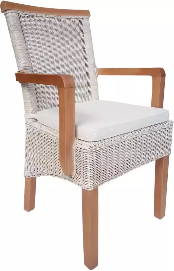 Home decorations SVJ Eetkamerstoel Rechthoekig 57 x 54 x 97 cm Rotan Wit