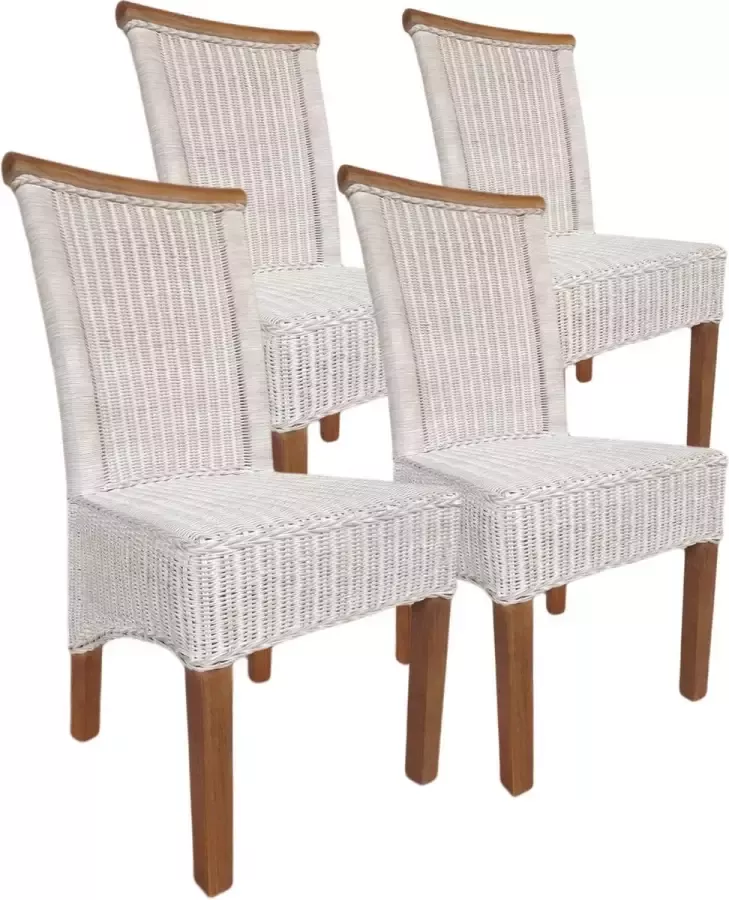 Home decorations SVJ Eetkamerstoelen Rechthoekig 54 x 47 x 97 cm Rotan Wit Set van 4