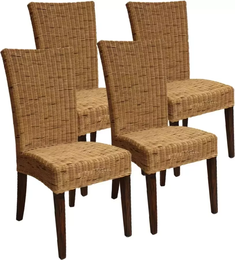 Home decorations SVJ Eetkamerstoelen Rechthoekig 60 x 48 x 98 cm Rotan Bruin Set van 4
