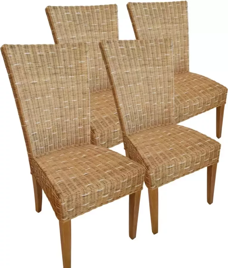 Home decorations SVJ Eetkamerstoelen Rechthoekig 60 x 48 x 98 cm Rotan Lichtbruin Set van 4