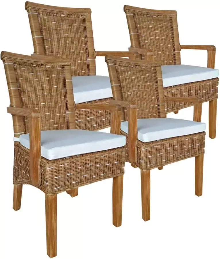 Home decorations SVJ Eetkamerstoelen Rechthoekig 64 x 54 x 97 cm Rotan Bruin Set van 4
