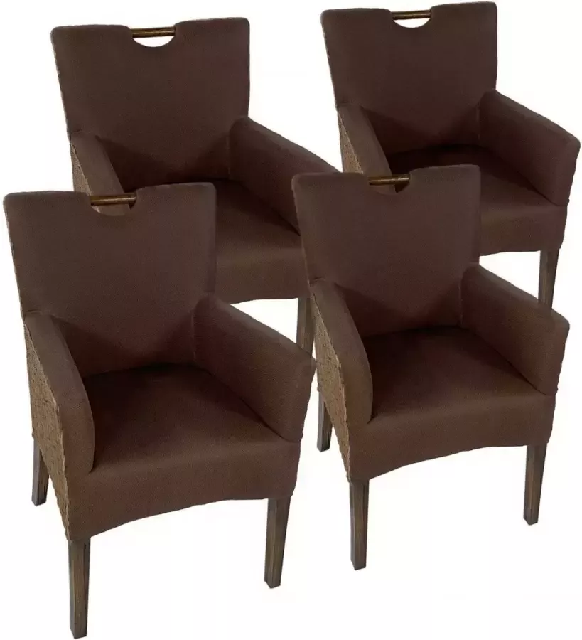 Home decorations SVJ Eetkamerstoelen Rechthoekig 64 x 59 x 91 cm Rotan Bruin Set van 4