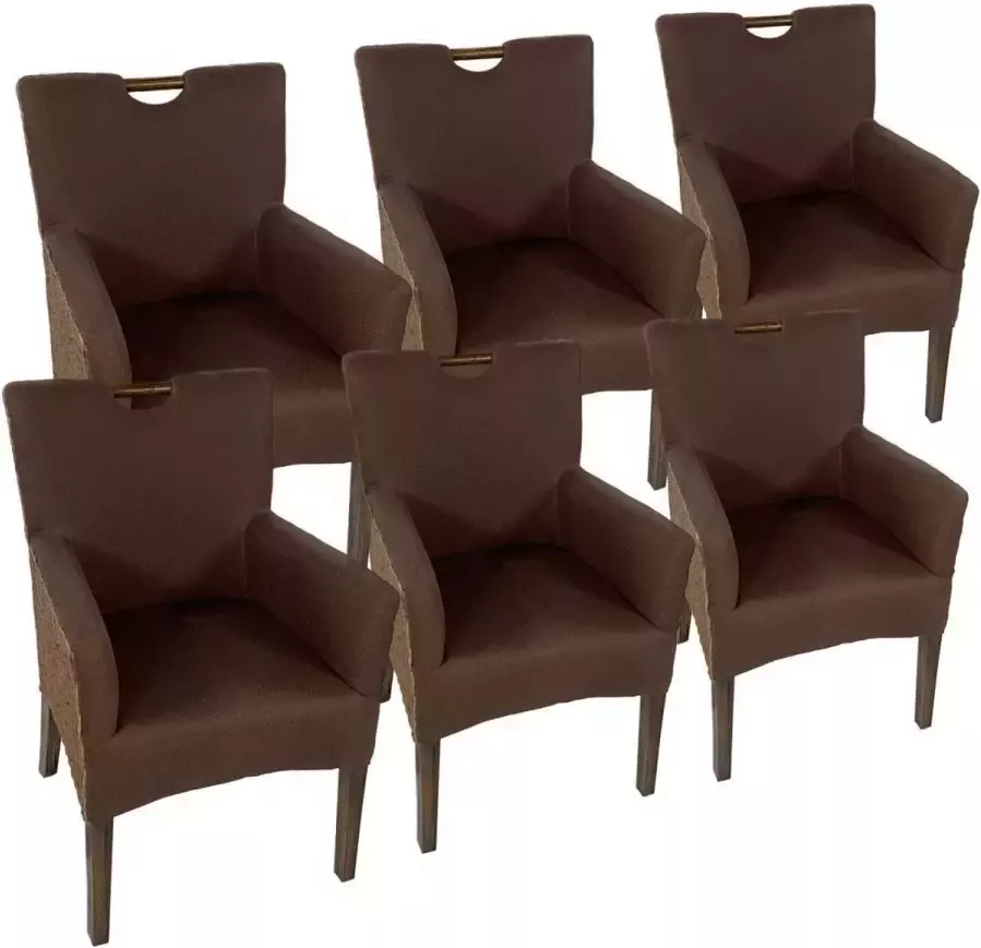 Home decorations SVJ Eetkamerstoelen Rechthoekig 64 x 59 x 91 cm Rotan Bruin Set van 6