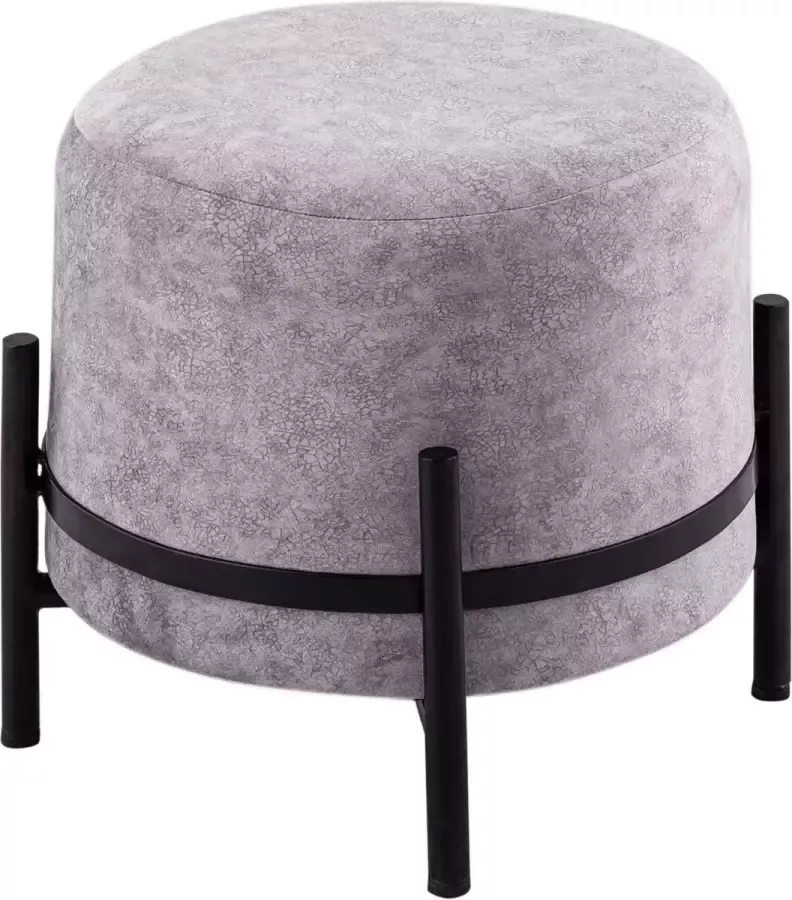 Home decorations SVJ Kruk Rond 35 x 35 x 37 cm Microvezel Lichtgrijs