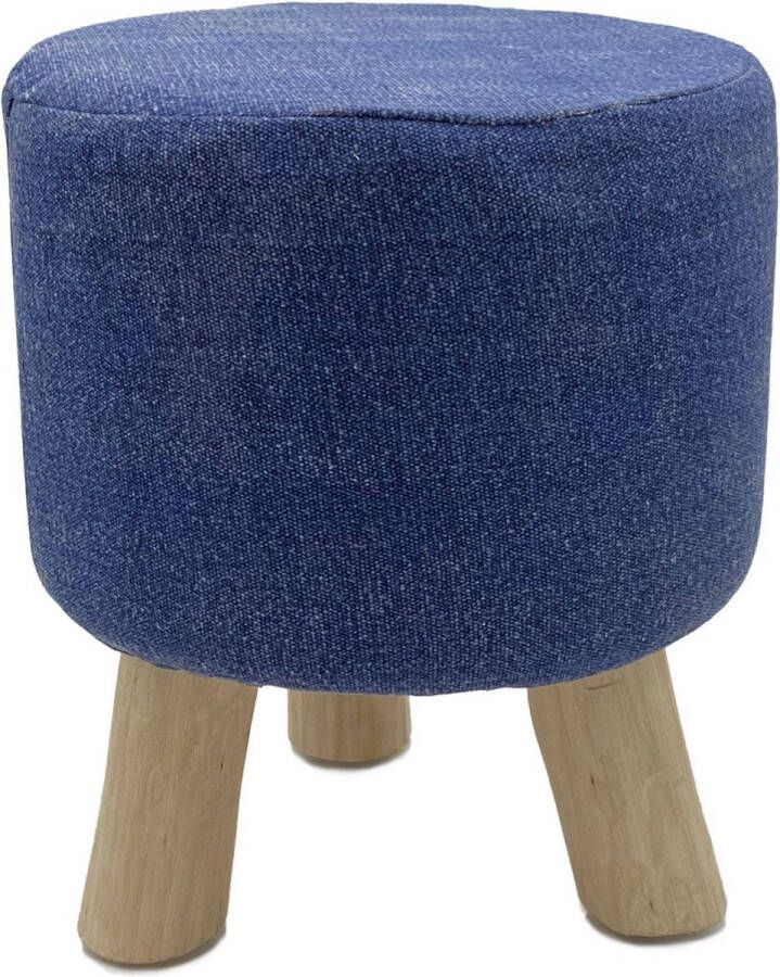 Home decorations SVJ Kruk Rond 35 x 35 x 45 cm Teakhout Blauw