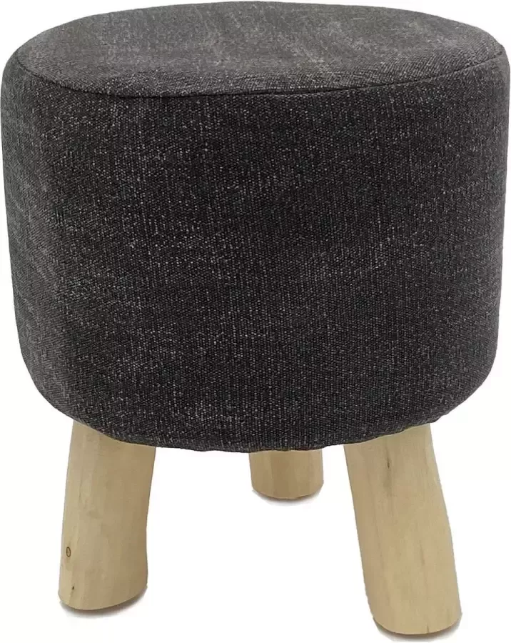 Home decorations SVJ Kruk Rond 35 x 35 x 45 cm Teakhout Grafiet