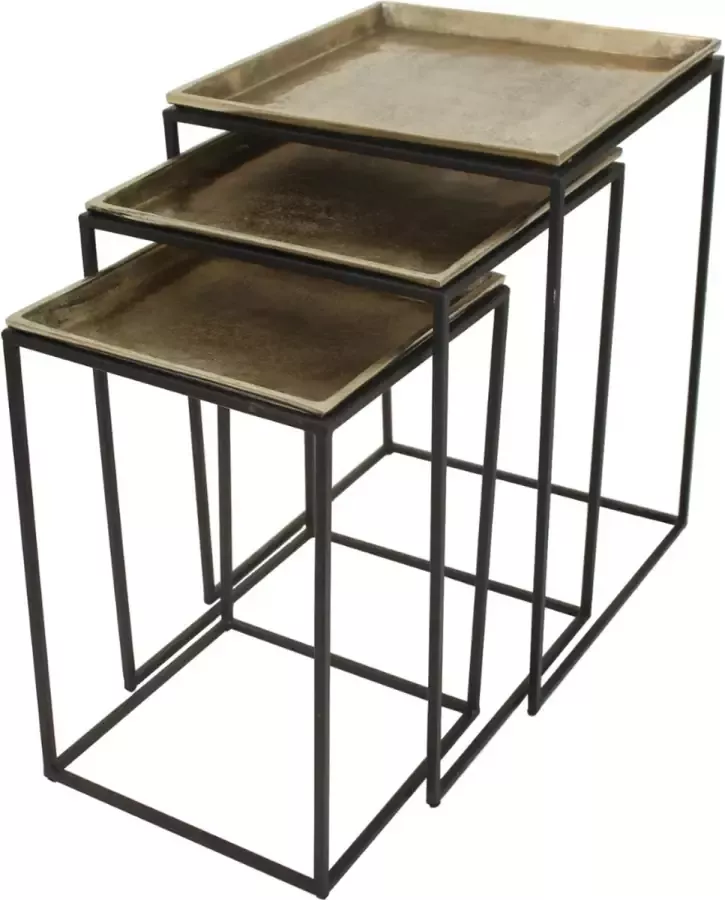 Home decorations SVJ Mensa Bijzettafel 40 x 40 x 50 cm Aluminium Goud Set van 3
