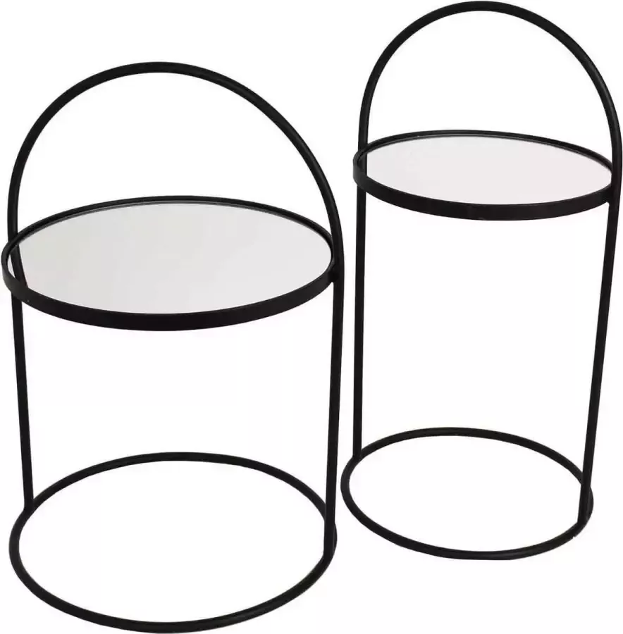 Sfeer voor jou SVJ Home Decorations Mensa Tafel H64 x Ø41 cm Set van 2 Zwart
