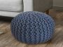 Home decorations SVJ Poef Rond 55 x 55 x 37 cm Katoen Blauw - Thumbnail 2