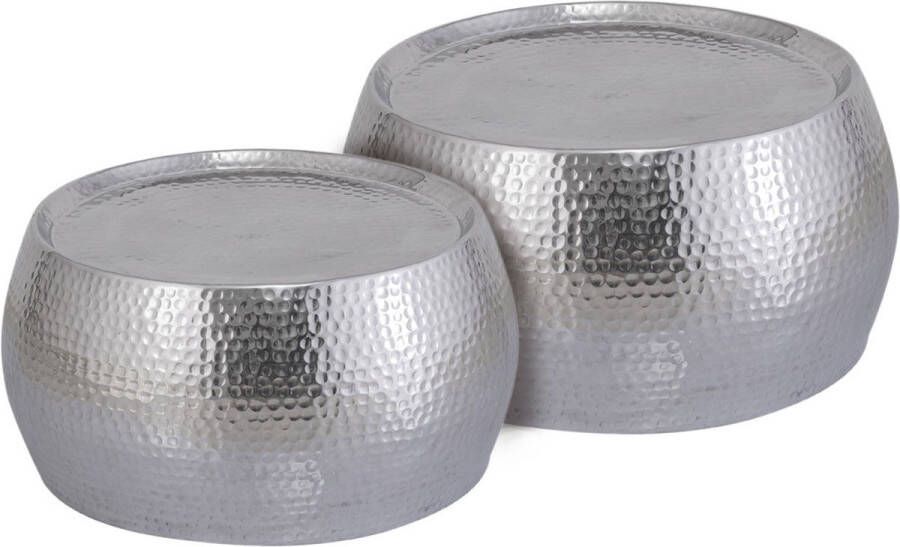 Home decorations SVJ Salontafel 59 x 59 x 30 cm Aluminium Zilver Set van 2