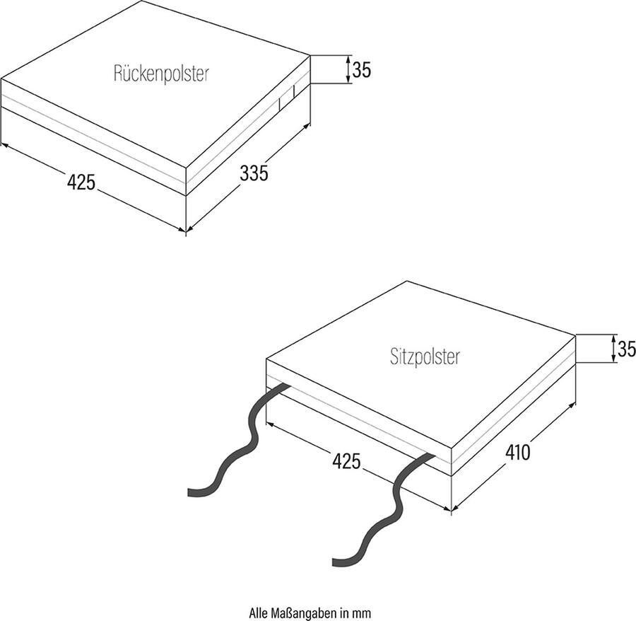 Home Deluxe GmbH HOME DELUXE 8x zitkussens voor MADERA tuinstoel antraciet bekledingsmateriaal: 100% polyester kernmateriaal: comfortschuim I campingstoel balkonstoel terrasstoel