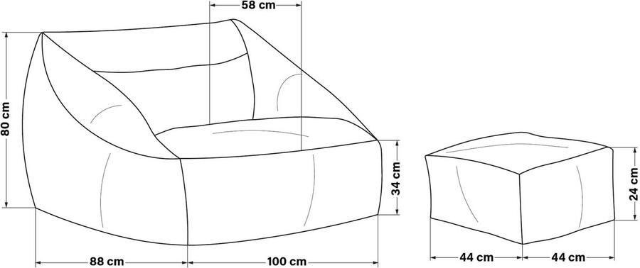 Home Deluxe GmbH HOME DELUXE COSY zitzak met kruk Stof: fluweel corduroy beige Afmetingen: 100 x 88 x 80 cm inclusief vulling I zitmeubel zitzak zitzakken