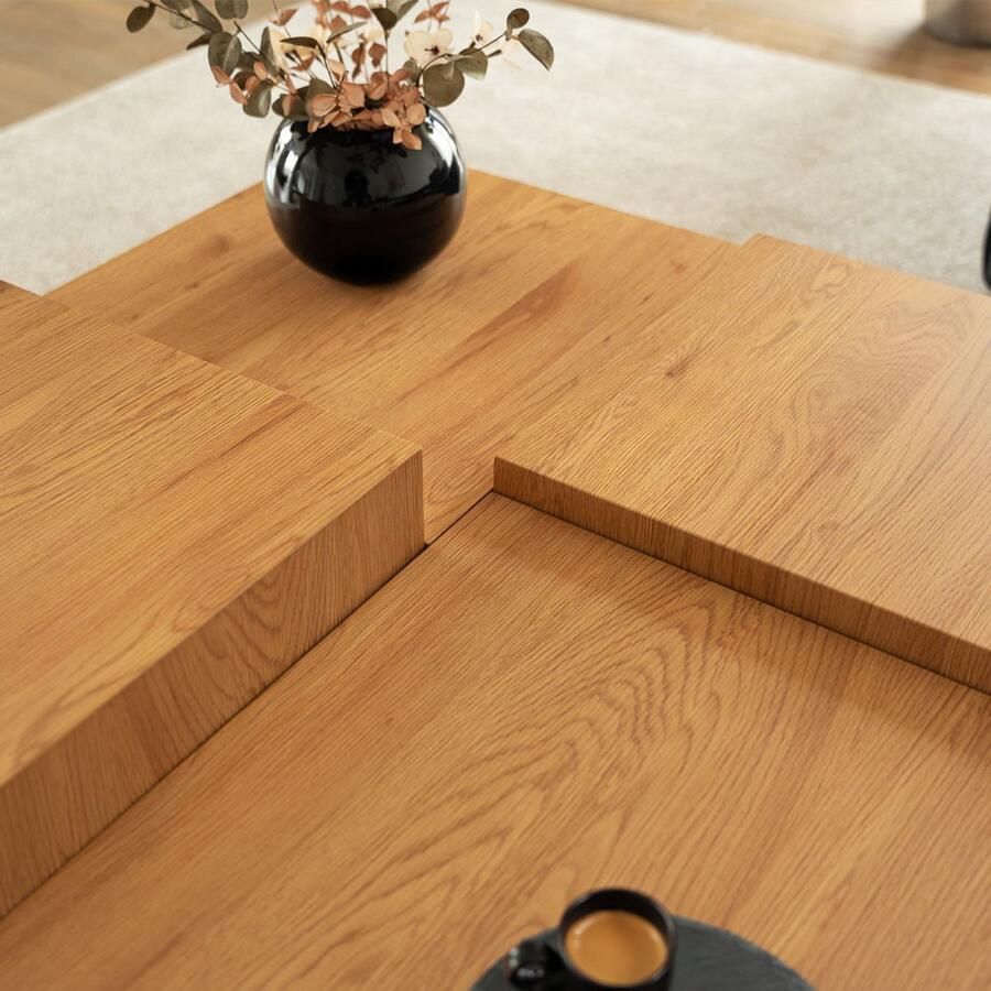 Home Deluxe GmbH HOME DELUXE Nayeli salontafel licht eikenhout afmeting: 96 x 96 x 39 cm MDF-plaat zonder montage I woonkamertafel bijzettafel salontafel