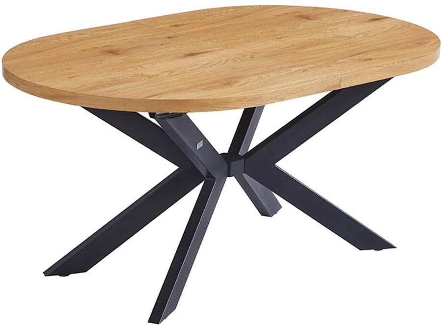 Home Deluxe GmbH HOME DELUXE Ovale uitschuifbare eettafel AVENTI incl. steronderstel 160 x 100 cm Licht eiken Keukentafel eetkamer eettafel