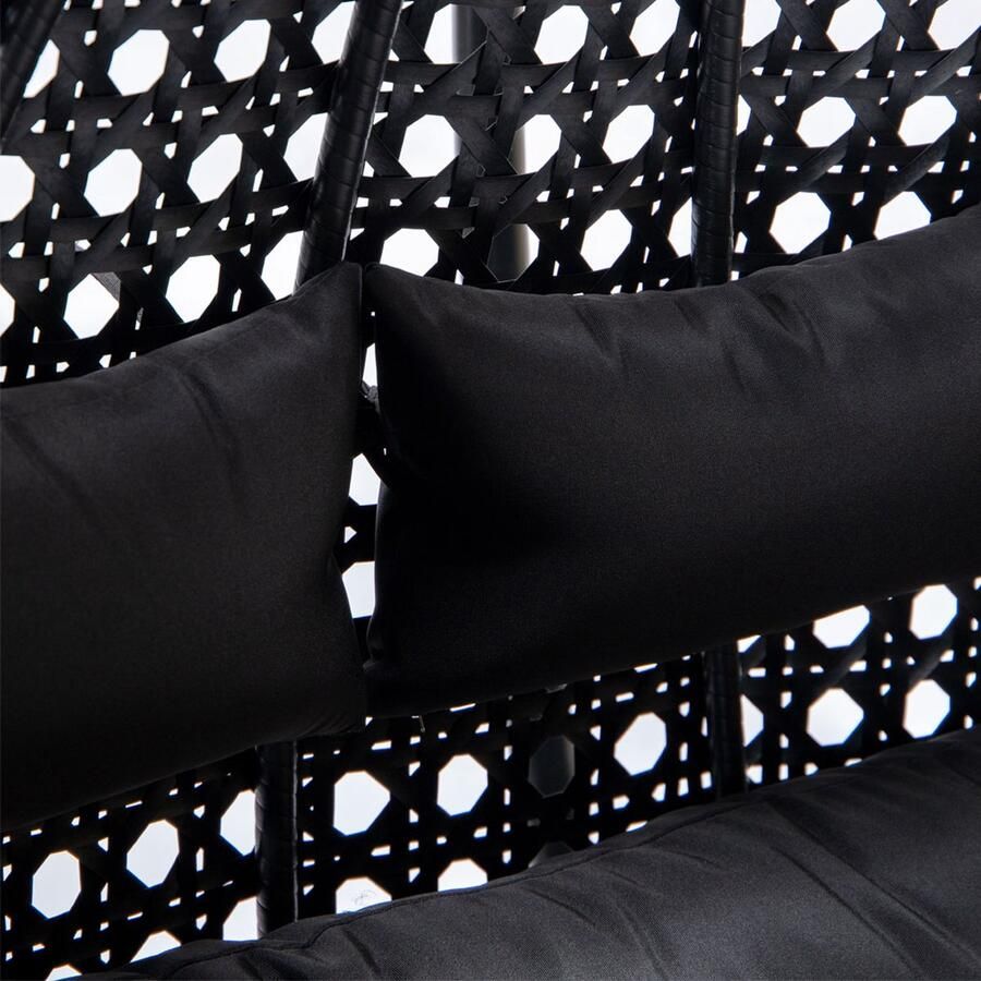 Home Deluxe GmbH HOME DELUXE polyrotan hangstoelkussen TWIN zwart 105 x 41 x 45 cm inclusief zit- en rugkussen UV-bestendig Hangstoel