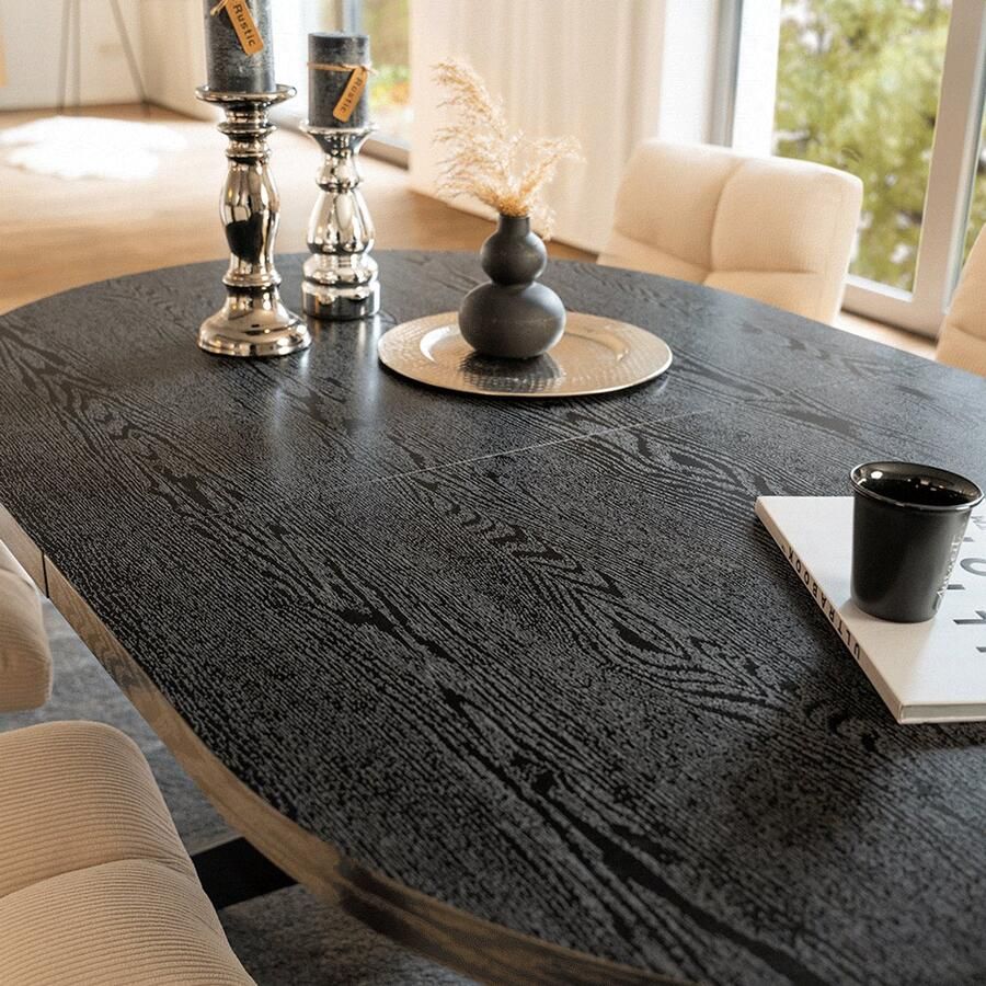 Home Deluxe GmbH HOME DELUXE ronde uitschuifbare eettafel AVENTURA incl. steronderstel 120 x 120 cm Donker Eiken