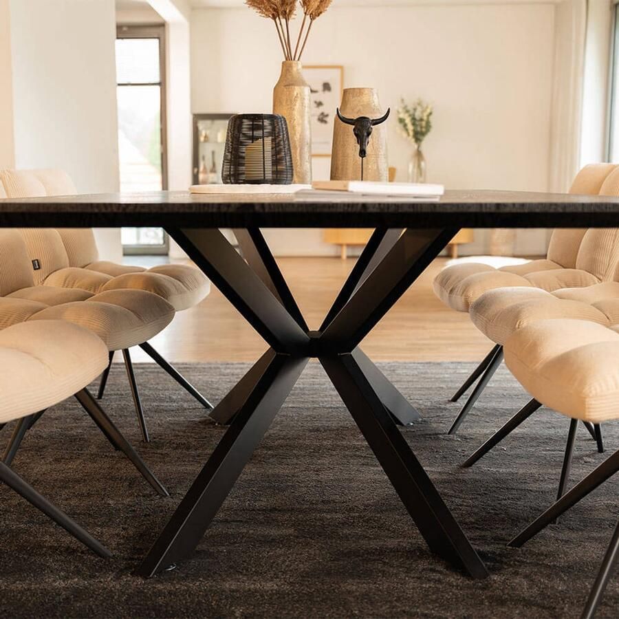 Home Deluxe GmbH HOME DELUXE Vierkante eettafel AVENCIA incl. steronderstel Donker eiken 160 x 100 cm met zwart metalen frame Keukentafel eetkamer eettafel