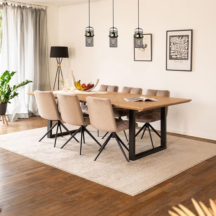 Home Deluxe GmbH HOME DELUXE Vierkante eettafel AVENCIA incl. U-poot 240 x 120 cm Visgraat Eiken Keukentafel eetkamer eettafel