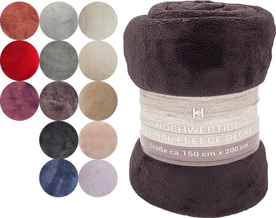 Home Edition Super Zachte Grote Fleece Deken 150 x 200 cm in 13 Kleuren Mooie warme Deken voor op de Bank Bed of Woonkamer Decoratie 150 x 200 cm Bruin