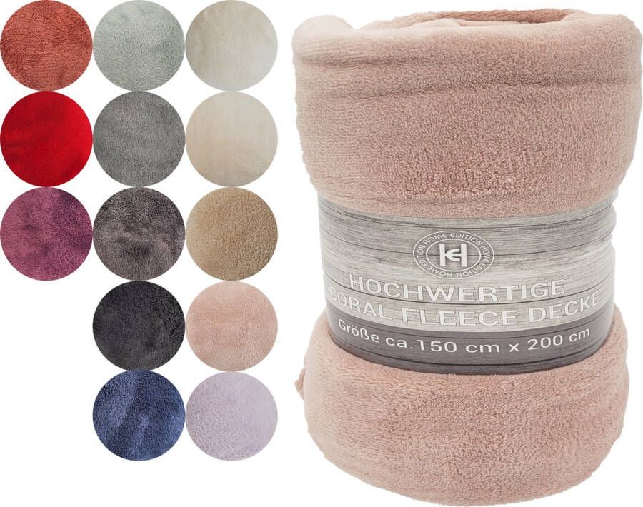 Home Edition Super Zachte Grote Fleece Deken 150 x 200 cm in 13 Kleuren Mooie warme Deken voor op de Bank Bed of Woonkamer Decoratie 150 x 200 cm Oud Roze