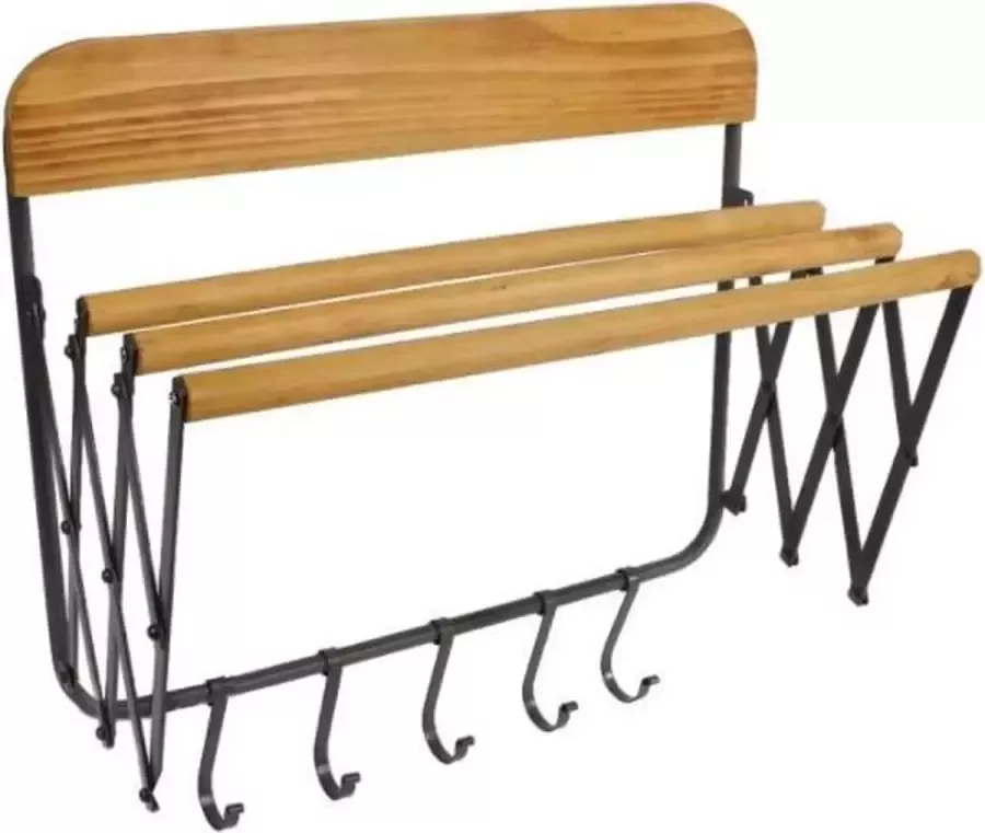 Home & Deco Kapstok uittrekbaar zwart