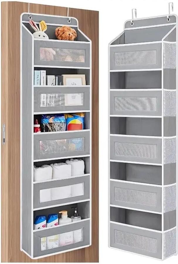 Home & Marker Deurhanger Organizer 5 Vakken Hangende Organizer Badkamer Kinderkamer Ruimtebesparend 20kg Draagkracht (Grijs) STORANO