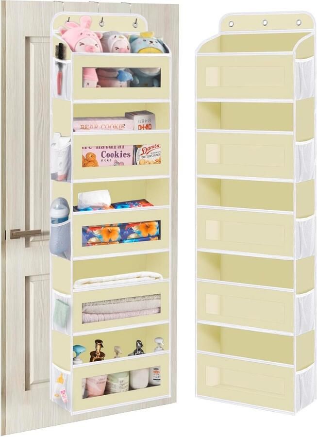 Home & Marker Deurhanger Organizer 5 Vakken Hangende Organizer Badkamer Kinderkamer Ruimtebesparend 20kg Draagkracht (Beige) STORANO