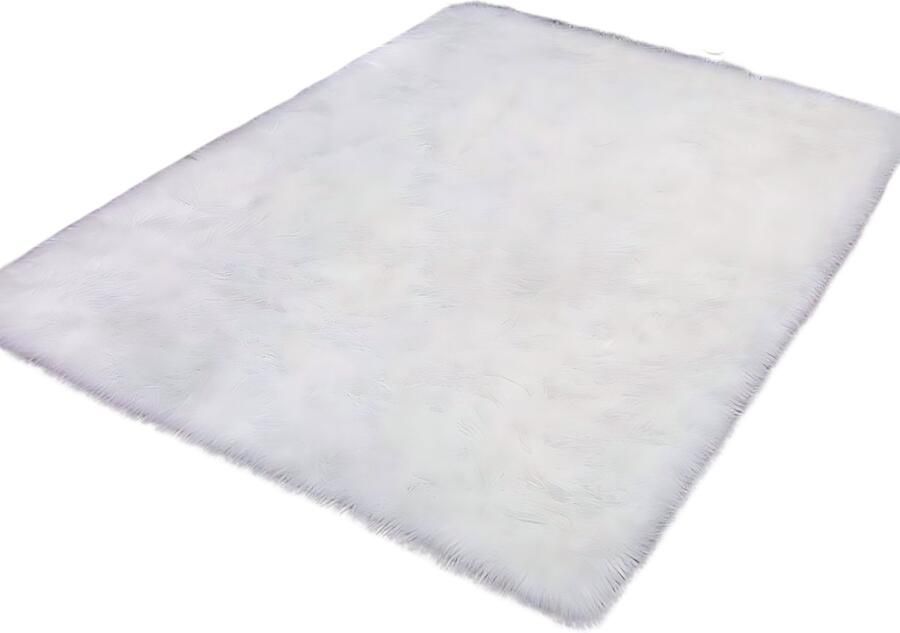 Home & Marker Fluffy Vloerkleed Hoogpolig Vloerkleed Hoogpolig Zacht Vloerkleed Wit 80x120cm CAPRETERA