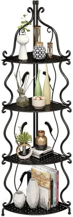 Home & Marker Hoekkast Wandkast Hoekmeubel Wandrek Hoekrek Hoekkastje Hoek Kast Wandkastje 4 Lagen Zwart SHELVIA