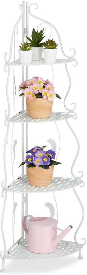 Home & Marker Hoekkast Wandkast Hoekmeubel Wandrek Hoekrek Hoekkastje Hoek Kast Wandkastje 4 Lagen Wit SHELVIA