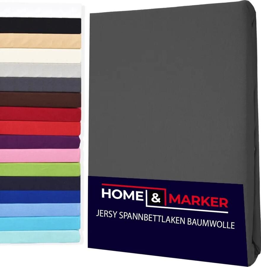 Home & Marker Hoeslaken Fitted Sheet Matras Overtrek Beddengoed Bed Sheet Grijs 160x200 cm COTSHE