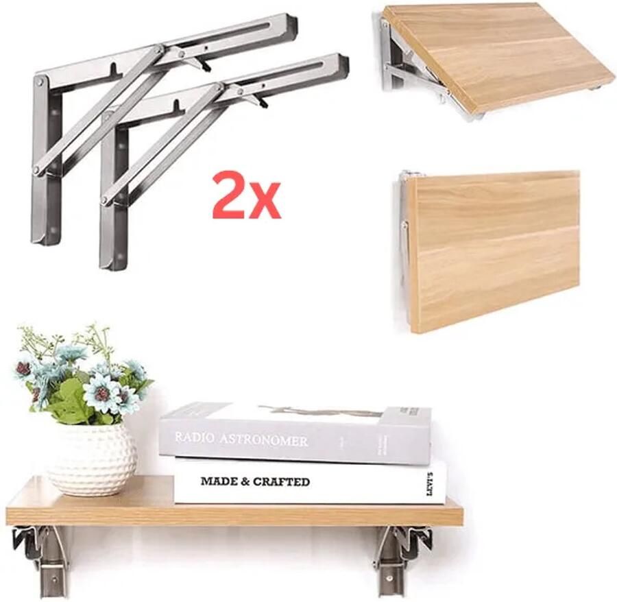 Home & Marker Inklapbare Muurplank Wandplank Muur Plank Wand Plank Muurdecoratie 30x17 cm 2 Stuks FOLDBOARD