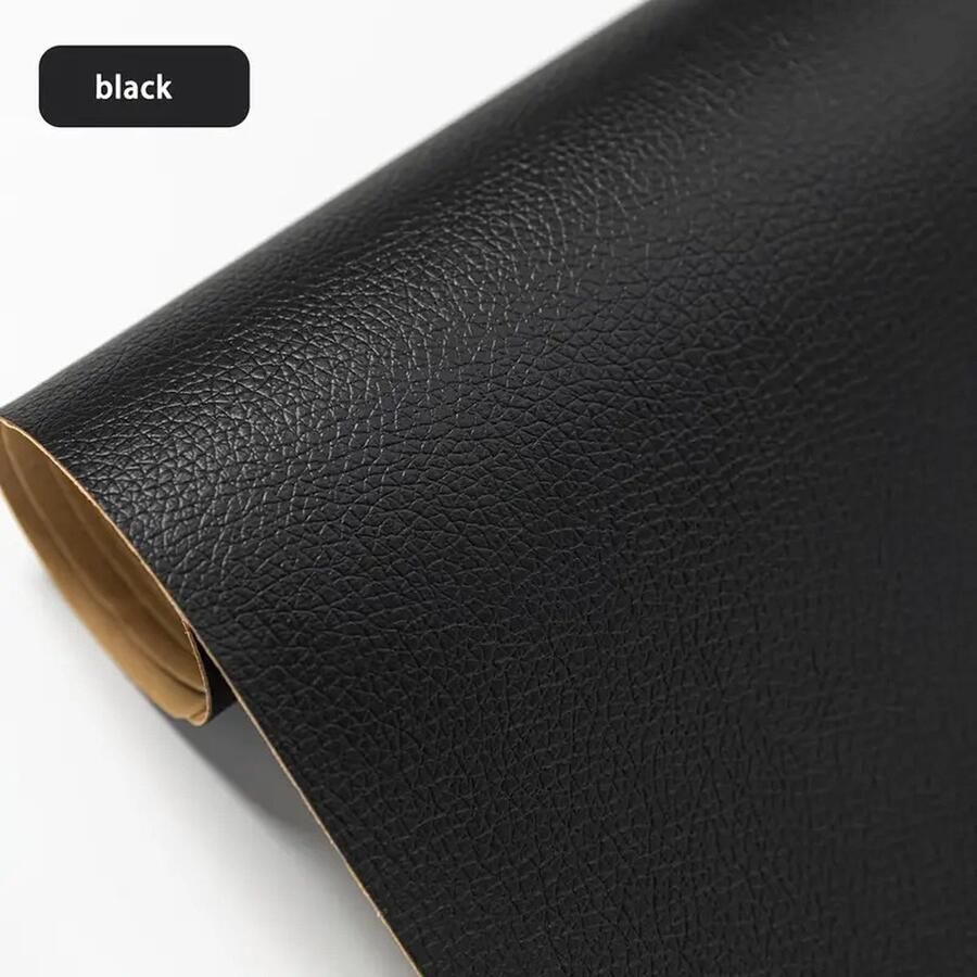 Home & Marker Leer Reparatie Set -Zelfklevend Kunstleer op Rol Reparatiedoek Zwart 40 x 300 CM LEATHERPATCH