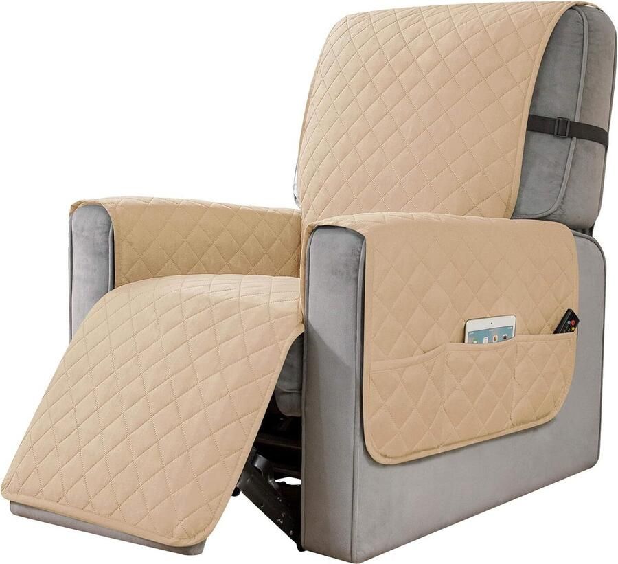 Home & Marker Stoelhoes Fauteuil Hoes Zetelhoes Stoelhoezen met Armleuning Fauteuil Beschermer Beige LUXSIT