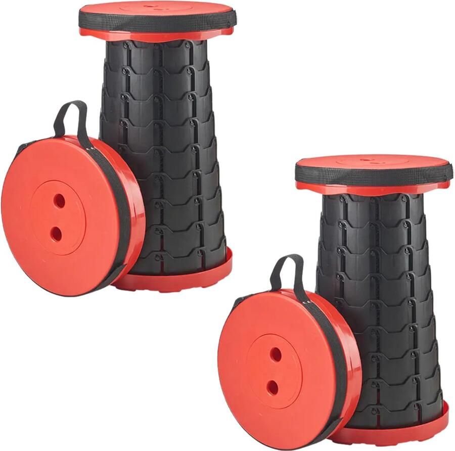 Home & Marker Telescoop Kruk Opvouwbare kruk Krukje Inklapbare Kruk Telescopische Kruk Voetensteun Zwart Rood 2 Stuks FOLDYSEAT
