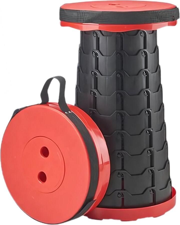 Home & Marker Telescoop Kruk Opvouwbare kruk Krukje Inklapbare Kruk Telescopische Kruk Voetensteun Zwart Rood FOLDYSEAT