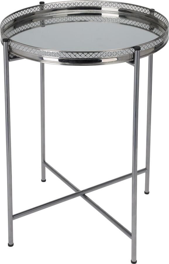 Home&Styling collections H&SDecoration-bijzettafel-metaal-zilver-47 cm hoog-diameter 36cm