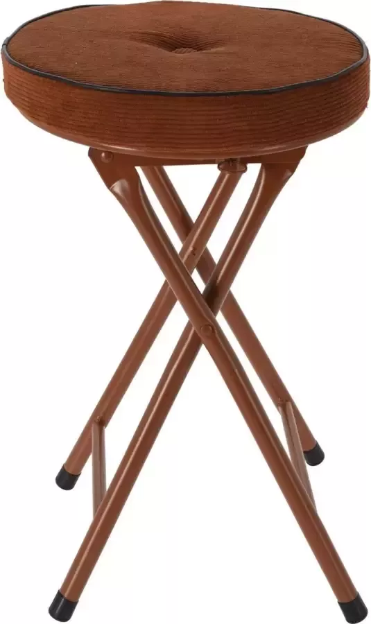 Home & Styling Bijzet krukje stoel Opvouwbaar bruin Ribcord D33 x H49 cm Krukjes - Foto 2