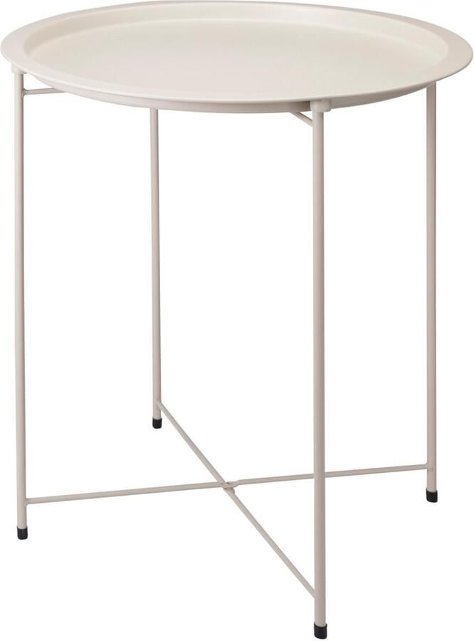 Home & Styling Bijzettafel 2 laags beige metaal 40 x 66 cm plantenpot verhoger binnen buiten
