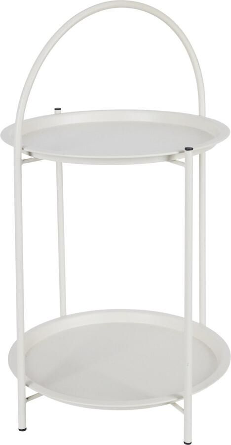 Home & Styling Bijzettafel 2 laags wit metaal 40 x 66 cm plantenpot verhoger binnen buiten