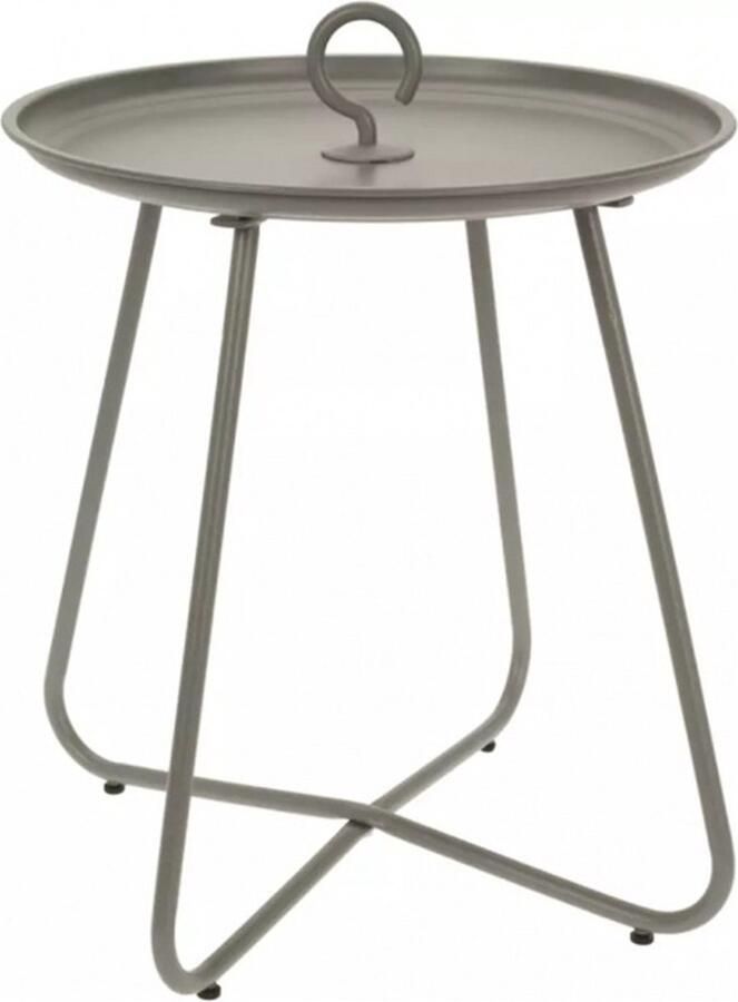 Home & Styling Bijzettafel koffietafel Fleur rond metaal taupe D40 x H46 cm voor binnen buiten