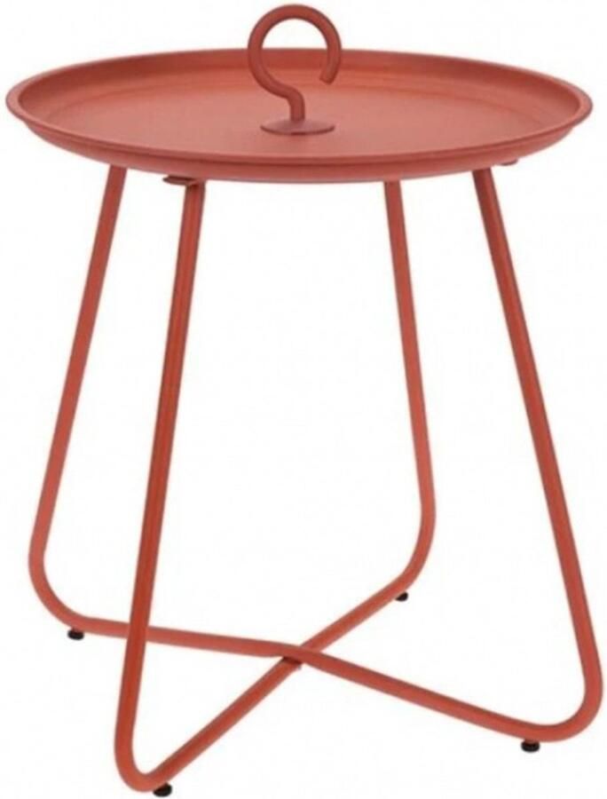 Home & Styling Bijzettafel koffietafel Fleur rond metaal terracotta D40 x H46 cm voor binnen buiten