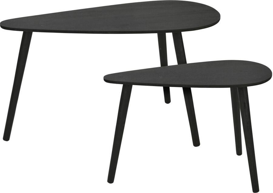Home & Styling Bijzettafel plantenstandaard set 2-delig zwart MDF hout 60 x 30 x 35 cm en 80 x 40 x 40 cm