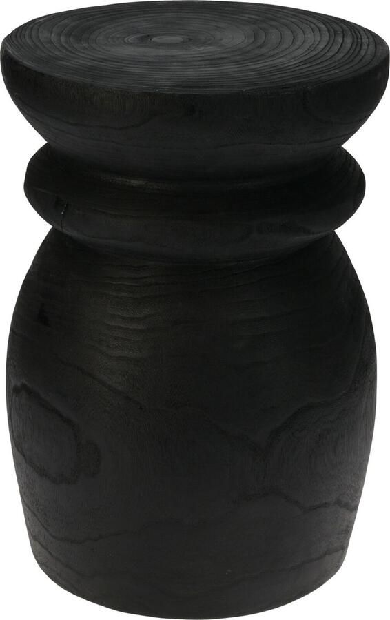 Home & Styling Bijzettafeltje Paulowniawood zwart D27x H42 cm hout plantenpot verhoger koffie tafel zit krukje